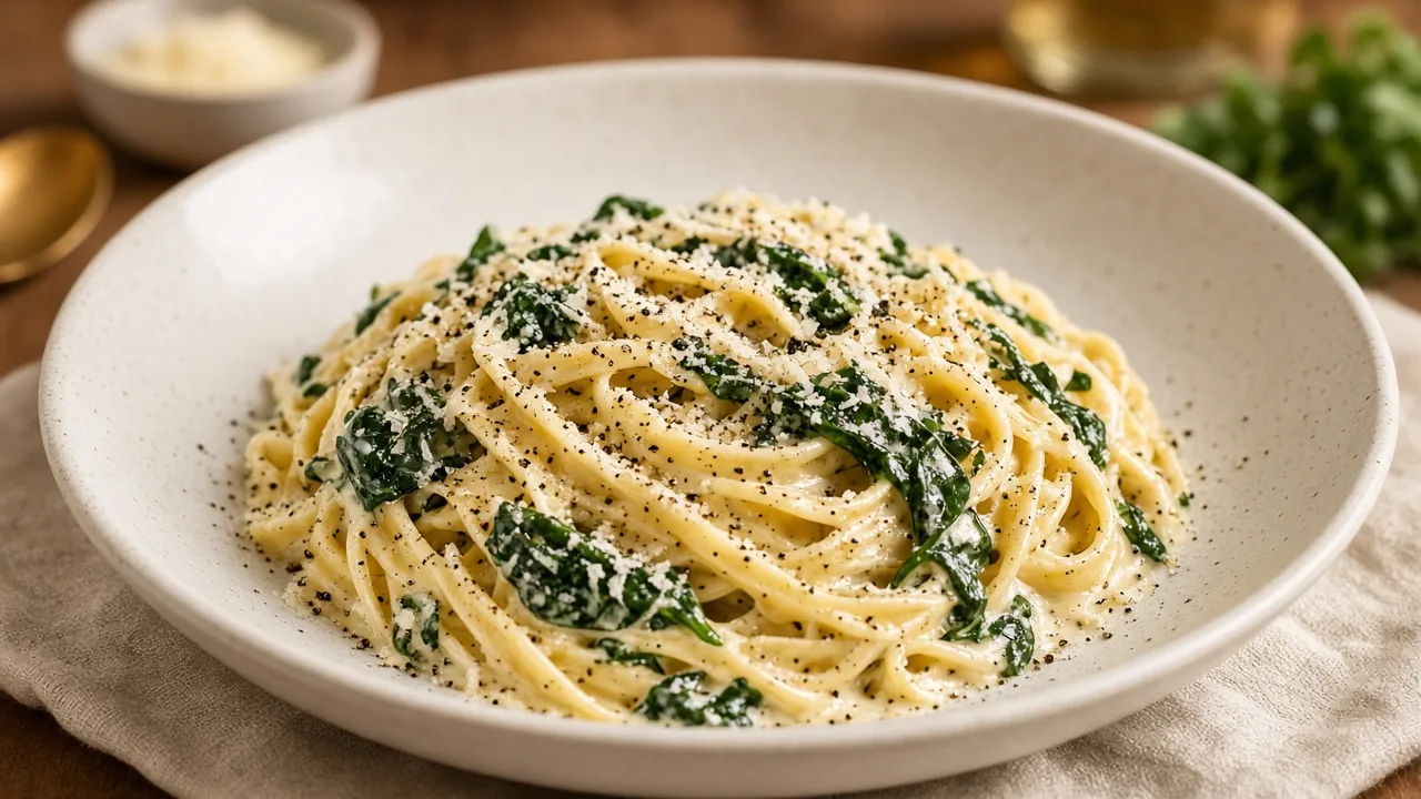 Creamy Garlic Pasta with Spinach